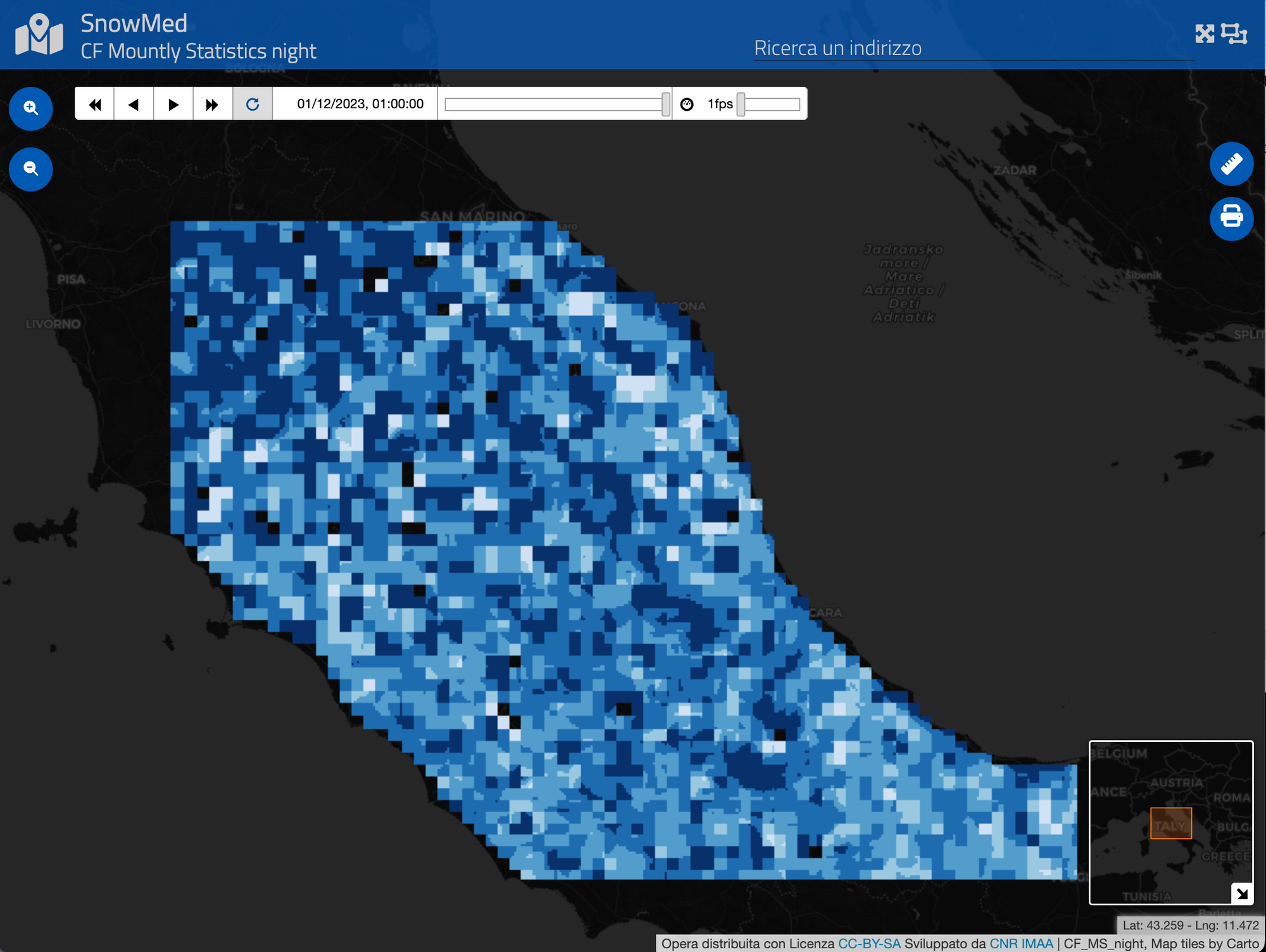 Cloud Fraction Monthly Statistics (nighttime)