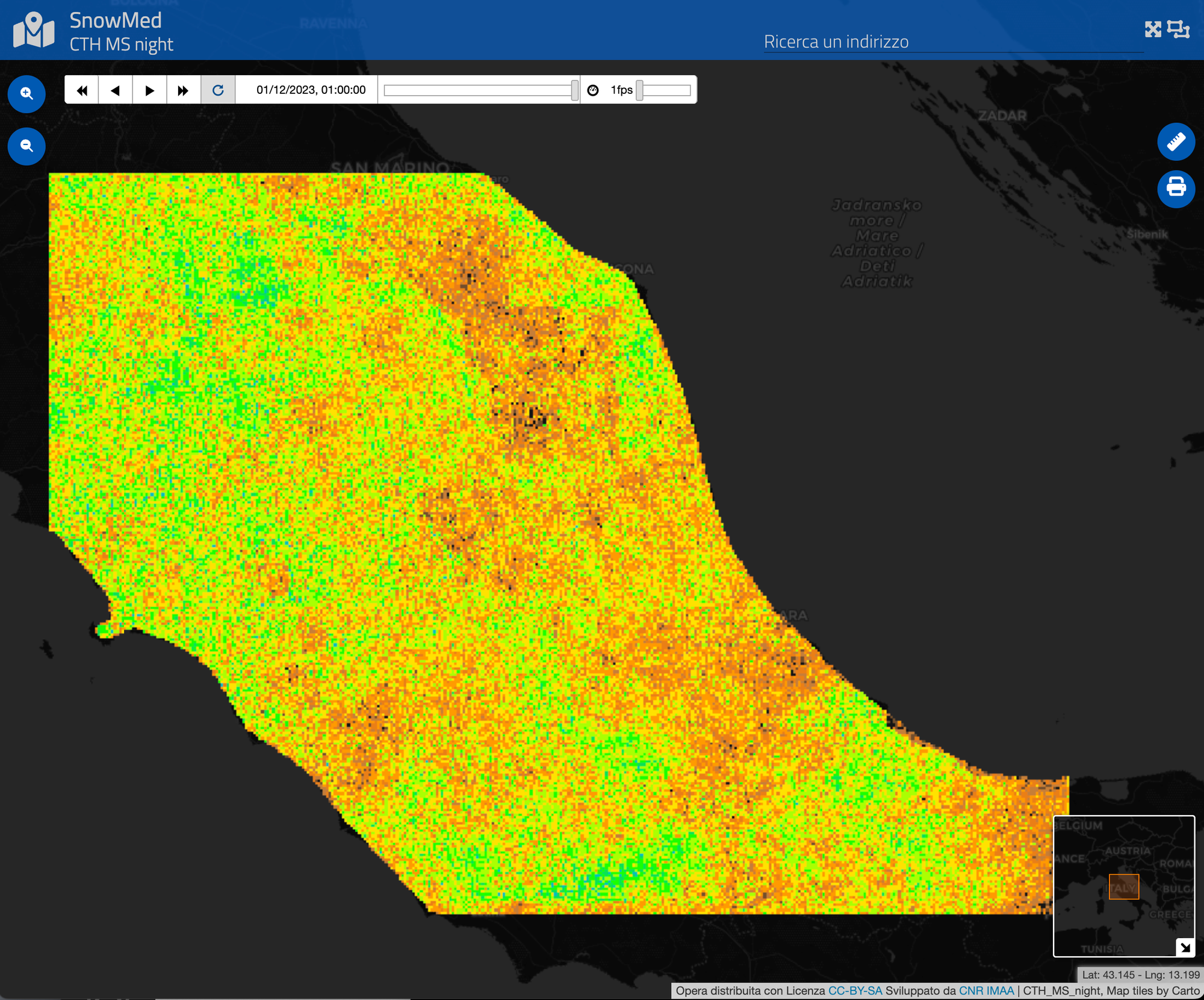 Cloud Top Height Monthly Statistics (nighttime)